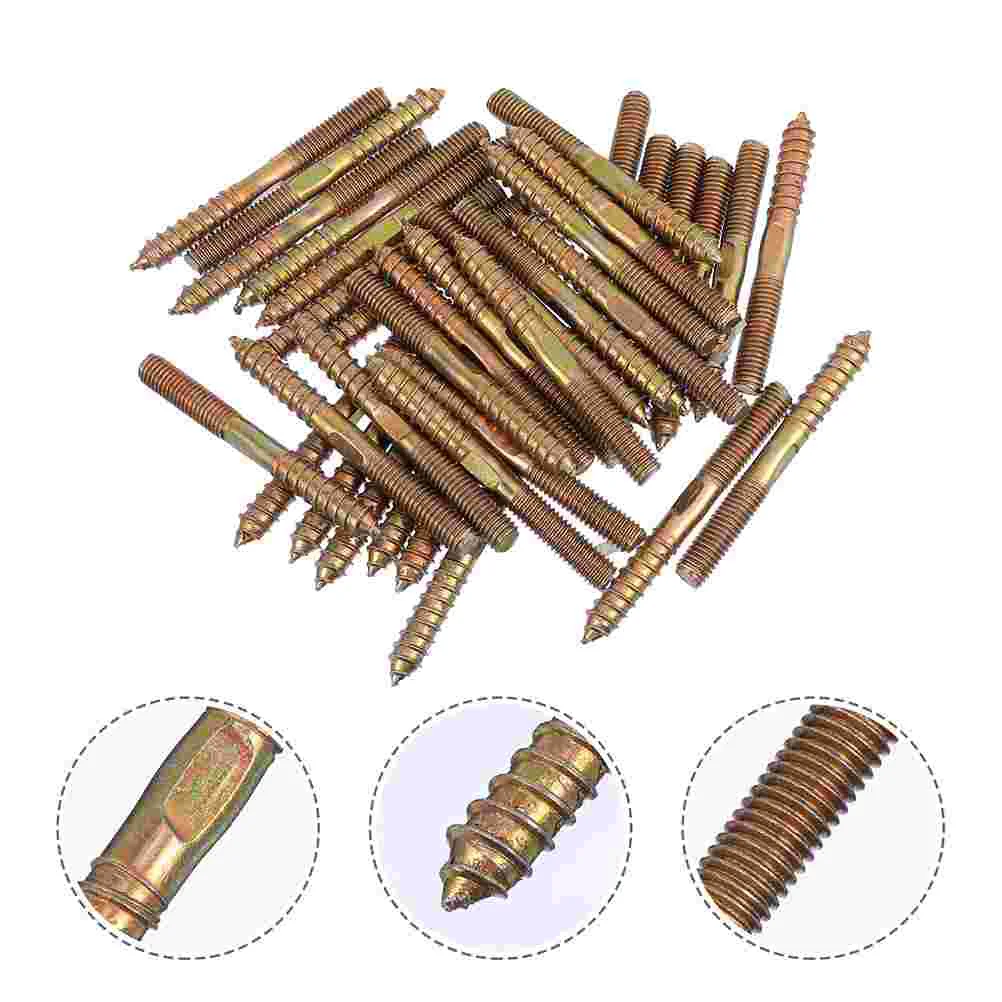 

60Pcs Sturdy Hanger Bolts Double Headed Bolts Self-Tapping Screws for Furniture
