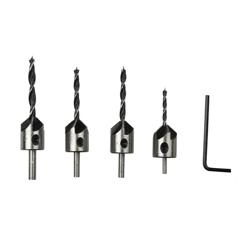 Набор сверл для дрели из быстрорежущей стали комплект 4 насадок с 5 канавками