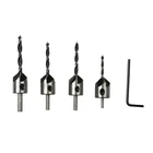 Набор сверл для дрели из быстрорежущей стали, комплект из 4 насадок с 5 канавками, Размер 3-10 мм, развертка, фаска для деревообработки, Круглый хвостовик, зенкер