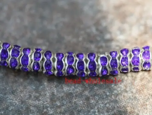 6mm-Purple 100 шт волнистые боковые металлические серебристые бусины 6 мм 8 мм Rondelle Austira хрустальные стразы для изготовления ювелирных изделий своими руками - Цвет: 6mm-Purple