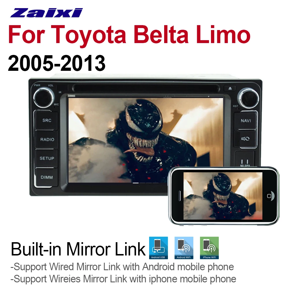 Автомобильный мультимедийный плеер ZaiXi 2 Din Android 9 Авторадио для Toyota Belta Limo 2005 ~ 2013 DVD