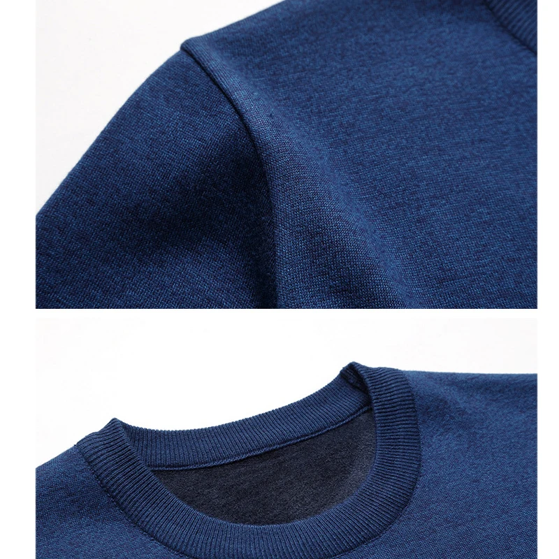 Свитер с бархатом сохраняющий тепло толстый круглый вырез классический стиль