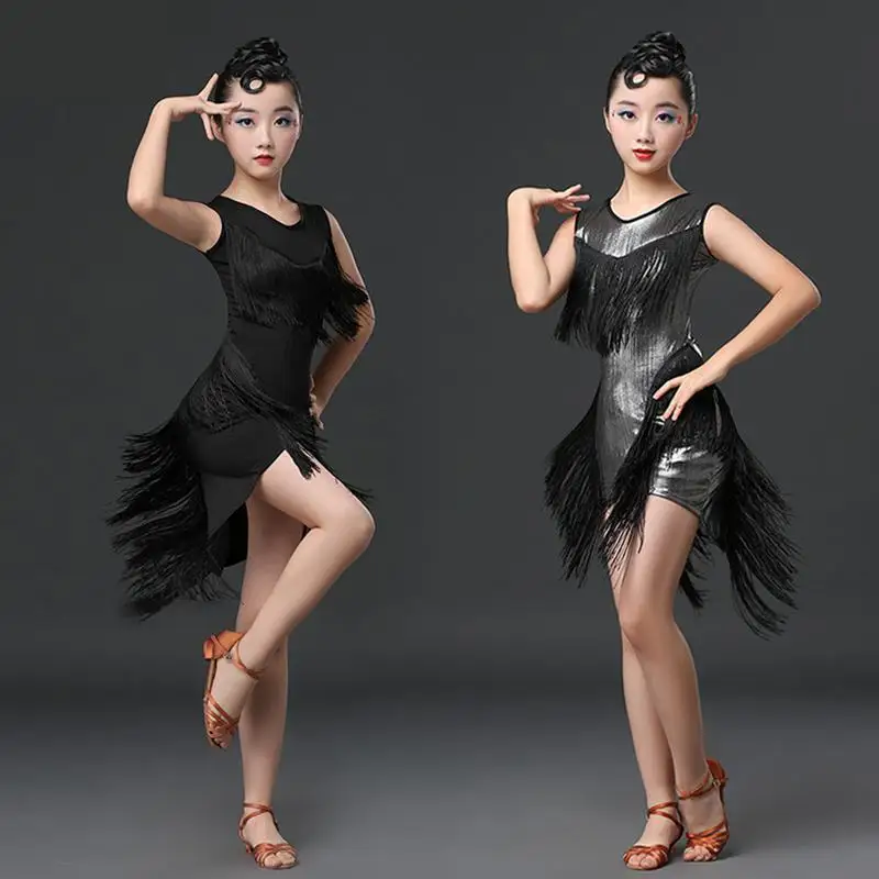 Children Latin Dance Dress Cha Cha Competition Latin Dress For Girls Tassel Dancing Costumes Kid Performance Show Stage Outfits rgb colorful light armor outfits glowing clothe show dress bar dj mc performance robot men suit led costumes ballroom wears