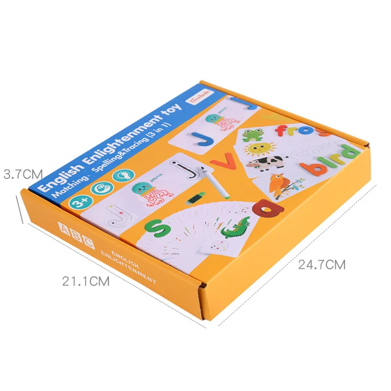 

Children's Early Education Puzzle English Alphabet Cognitive Puzzle Wooden Word Spelling Enlightenment Two-in-One Wooden Toys