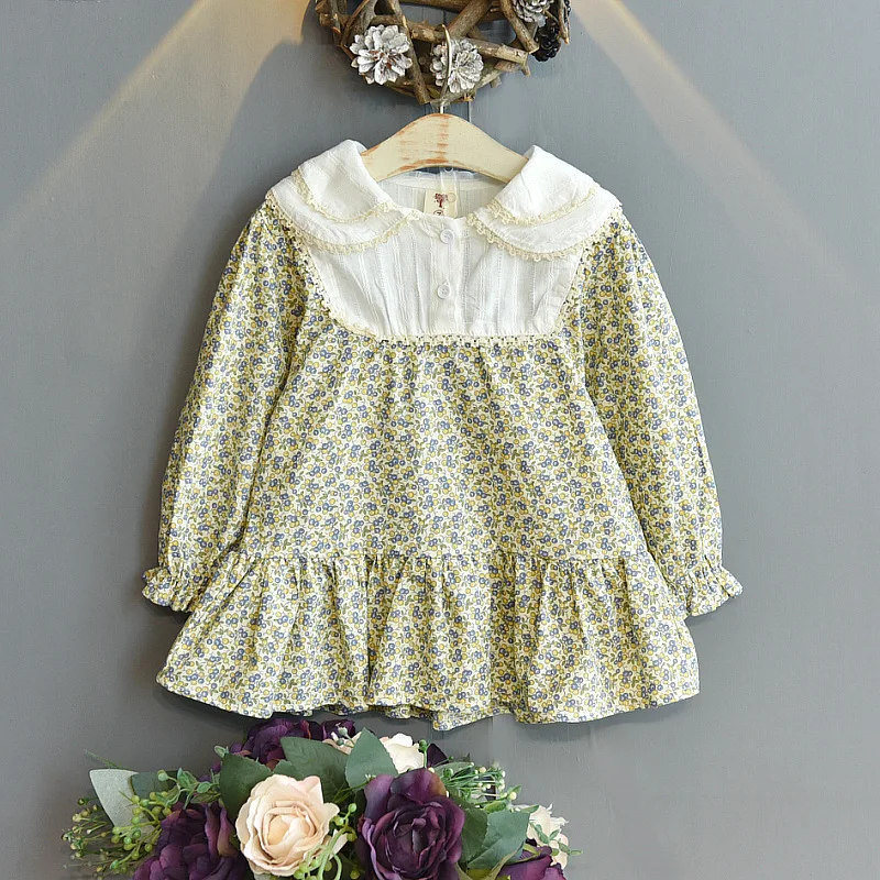 

Girls Dresses Spring Autumn 2022 New Floral Long-sleeved Dress Fall Clothes for Kids Little Girls Costume Baby Girl Dress 2-6