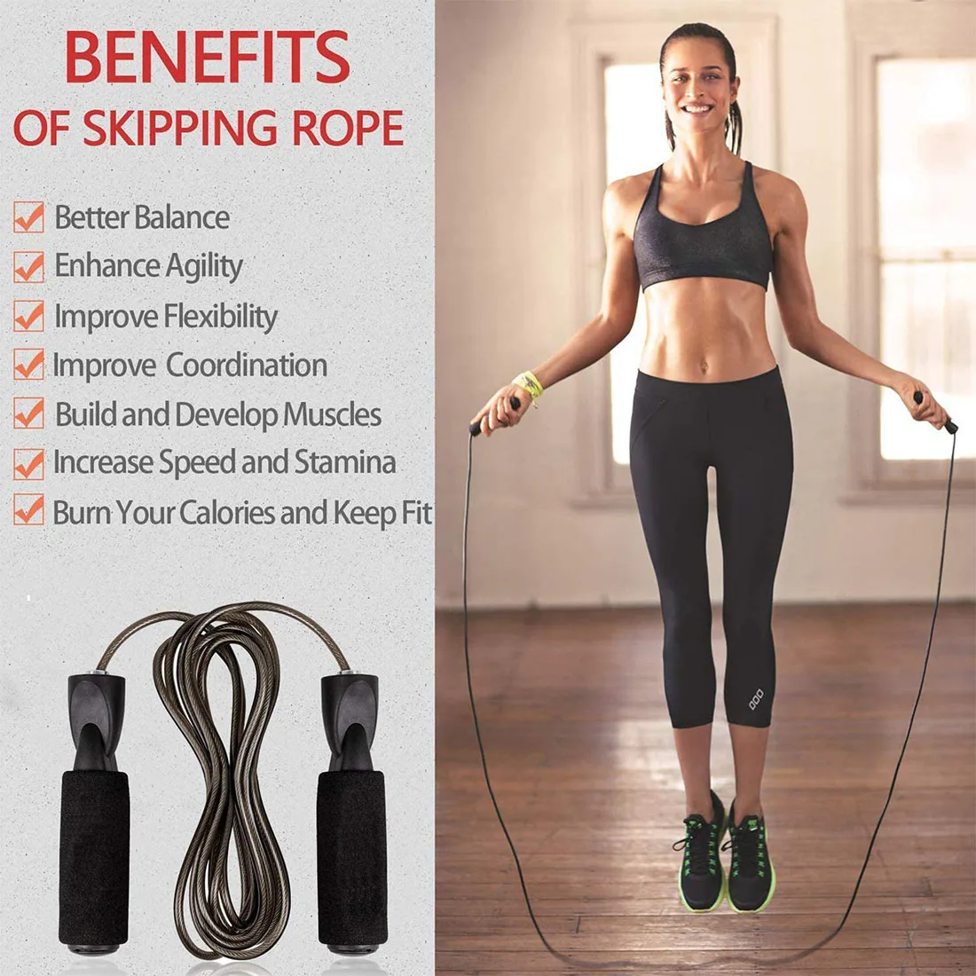 

Jump Rope Speed Jumping Steel Wire Double Unders MMA Boxing Skipping Workout Fitness Exercise Training Adjustable Length