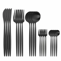 steel cutlery set black cutlery set knife fork spoon tableware set stainless steel dinnerware kitchen tableware silverware
