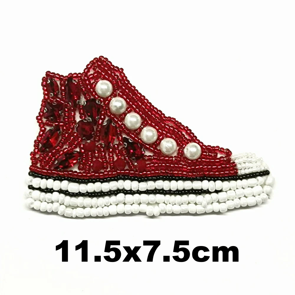 

Accessory embroidery beaded red shoes embroideried patches for clothing AZ-3301