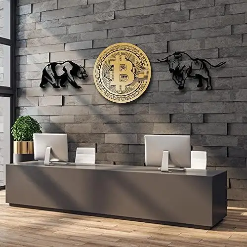 

Etgshop Metal Wall Decor Crypto Currency Wall Art Model (19x19, Bitcoin Set of 3 Gold)