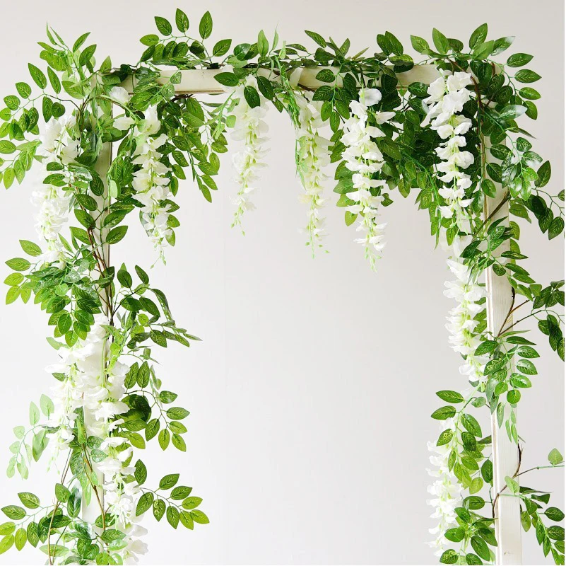 

180cm Artificial Wisteria Flower Ivy Vine Wedding Hanging Garland Decor Faux Silk Flowers String For Home Decoration Fake Vines