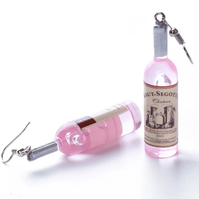 Женские серьги с подвеской в виде бутылки вина висячие из прозрачного стекла