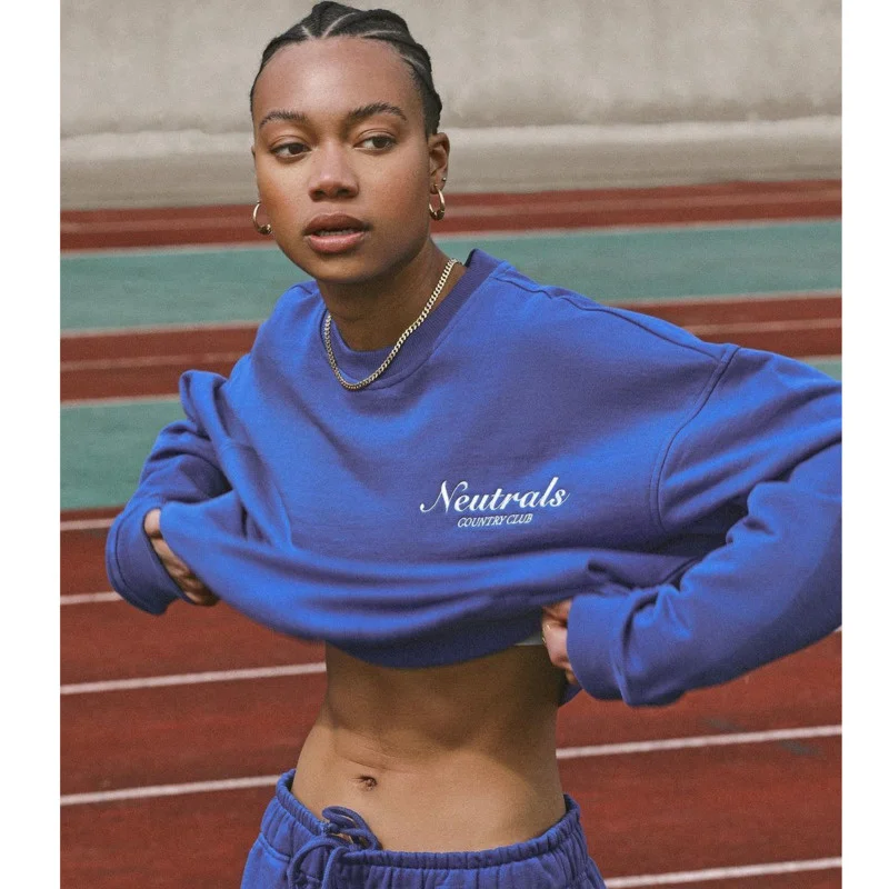 

Neutrals Letter Two Piece Set Women Tracksuit Blue Oversized Sweatshirt Loose Sweatpants Jaded Casual London Women's Tracksuits