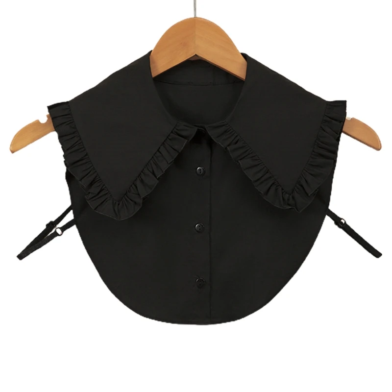 

Женская Осенняя черная накладная Блузка с оборками на воротнике