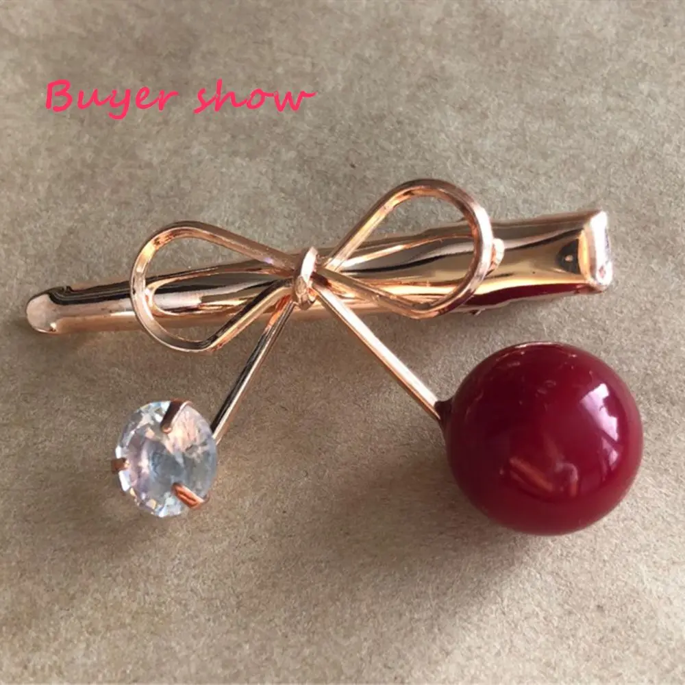 Женская заколка для волос с цирконием заколки-Вишенки бантом мини заколки