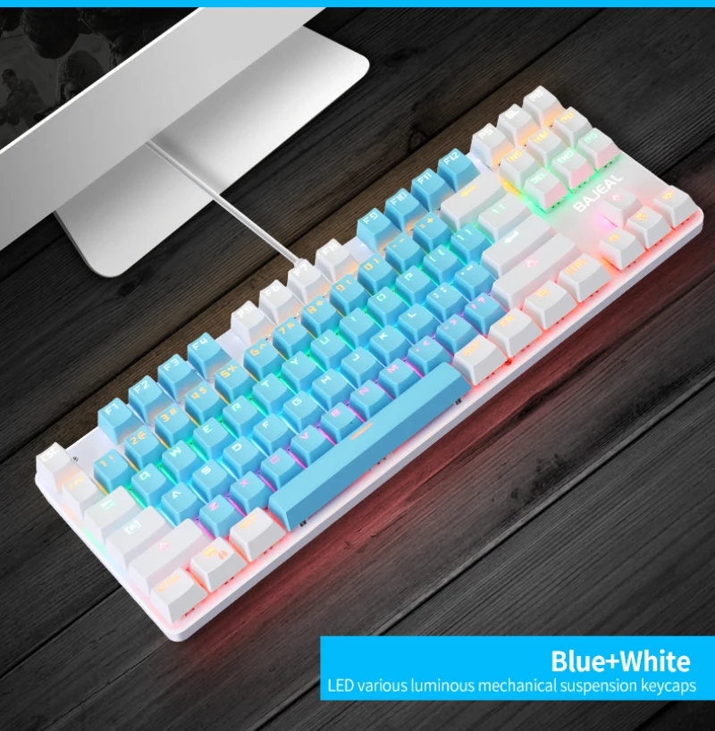 

Bluetooth-compatible 2color 87-key Green Axis Mechanical Keyboard Green USB Gaming Keyboard For Pc Gamer Gaming Teclado Mecanico