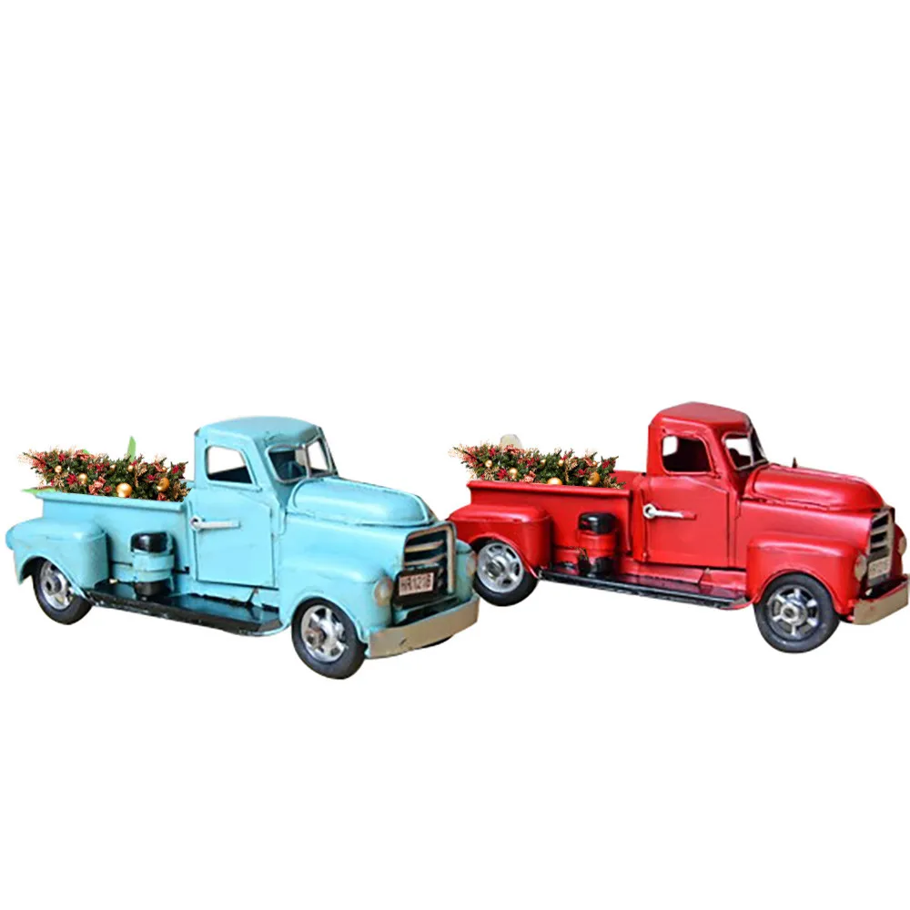 Винтажный Красный металлический грузовик Рождественское украшение дети