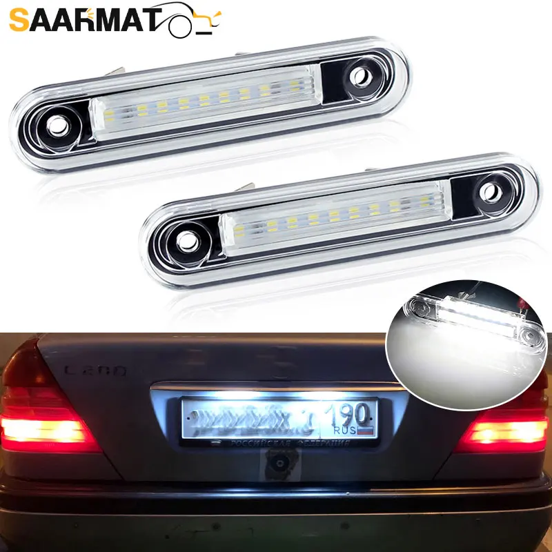 For Benz E-Class W124 190 W201 C-Class W202 Car Rear white LED license plate light number lamp | Автомобильные фары