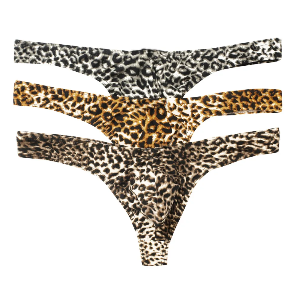 Сексуальное мужское нижнее белье 3 шт./компл. G стринги мужские леопардовые