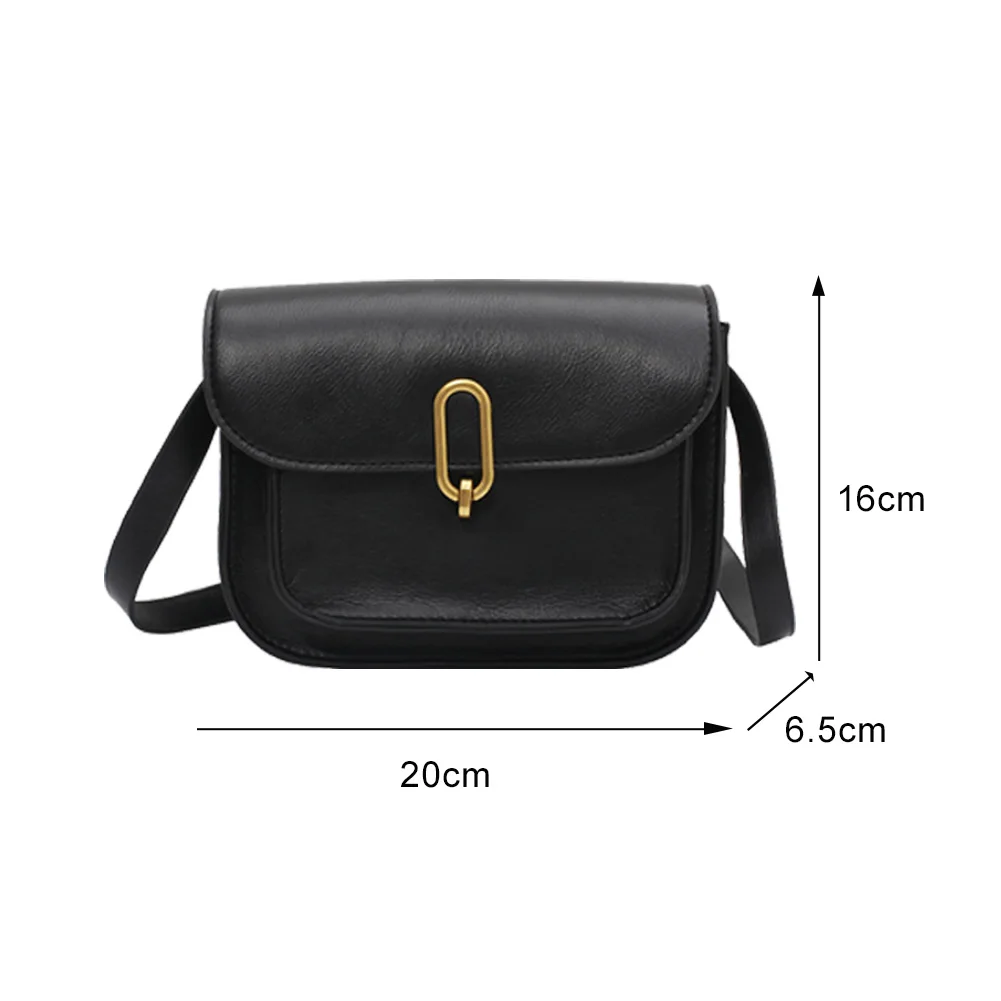 

Popular Simple Female Daily Shoulder Bag Fashion Women Solid Color Saddle Crossbody Bags PU Leather Retro Messenger Handbags Hot