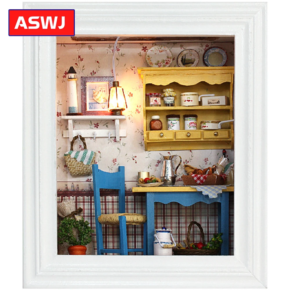 Кукольный домик сделай сам миниатюрная рамка с мебелью строительные комплекты деревянный кукольный