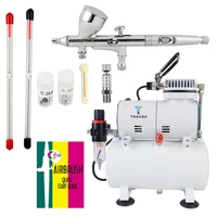 ophir pro 3 tips dual action airbrush gravity paint gun kit with compressor for body paint tattoo nail art 110v220v ac134070