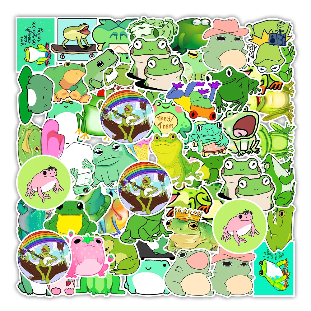 Pegatina de juguete Kawaii para ni&ntilde;os y ni&ntilde;as, decoraci&oacute;n de coche de equilibrio con dibujos animados de rana de Color, 10/50 Uds.-2