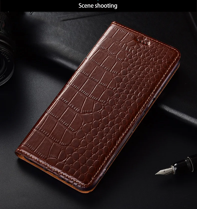 Для Moto P40 Чехол Флип из натуральной кожи крокодил узорный Мягкий силиконовый чехол для Motorola Moto One vision Coque