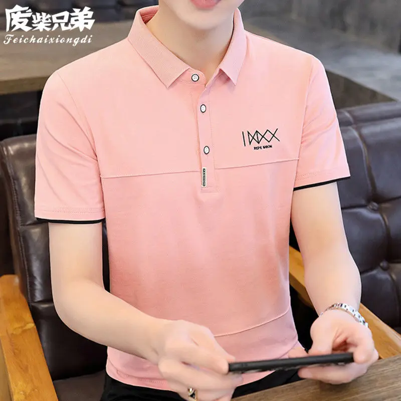 

95% Xinjiang Cotton Summer Men's Short-Sleeved Polo Shirt Korean Fashion Trendy Half Sleeve High Quality Lapel T-shirt Men