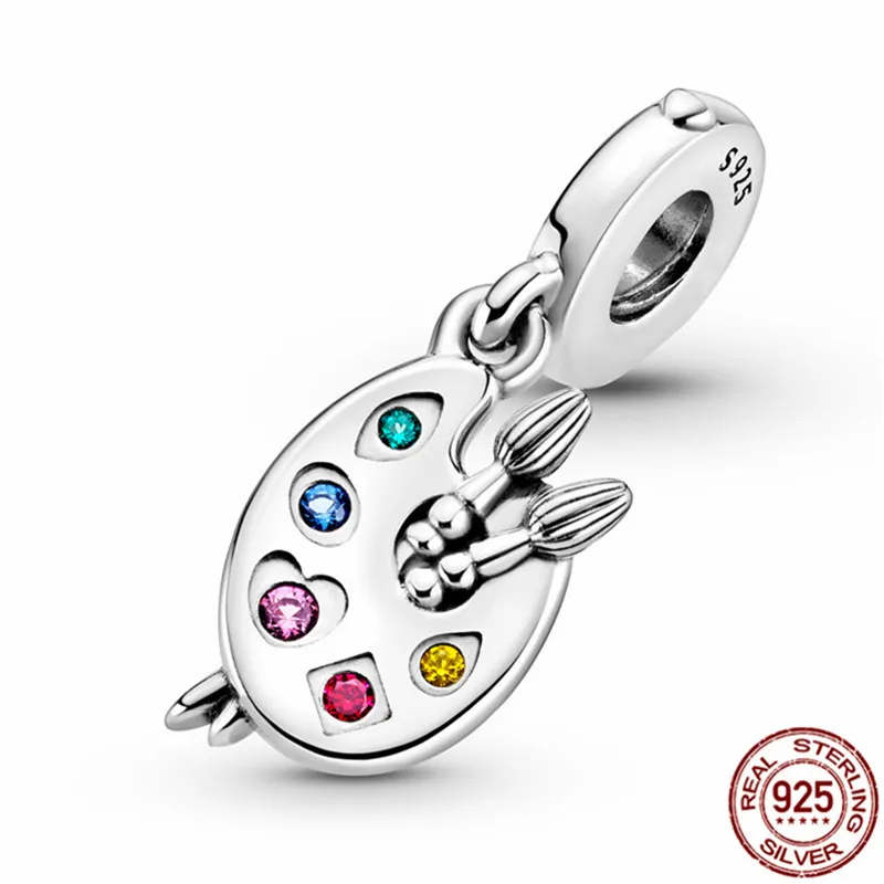 

2021new Artist's palette pendant Genuine 925 Sterling Silver Fit Original Pandora Bracelet&Bangle For women DIY Jewelry Making