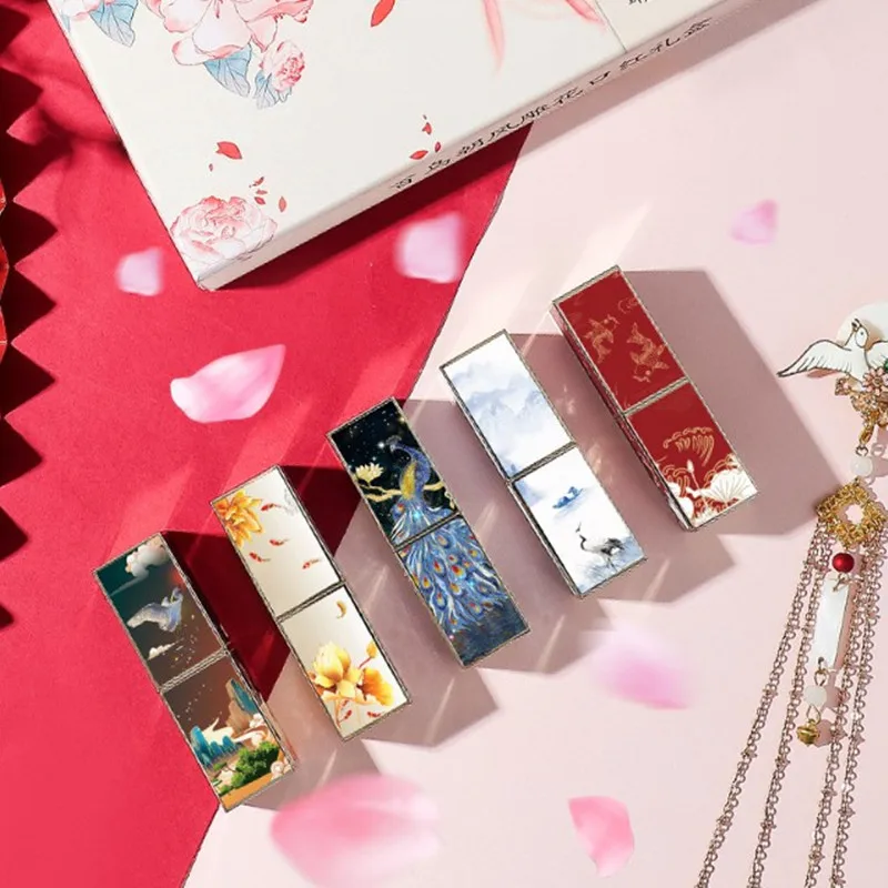 Китайская резная помада в винтажном стиле матовая бархатная стойкая Увлажняющая