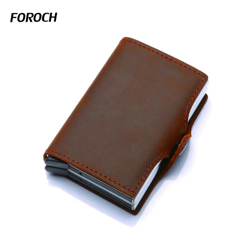 Двойной чехол держатель для кредитных карт мужской бумажник из натуральной кожи