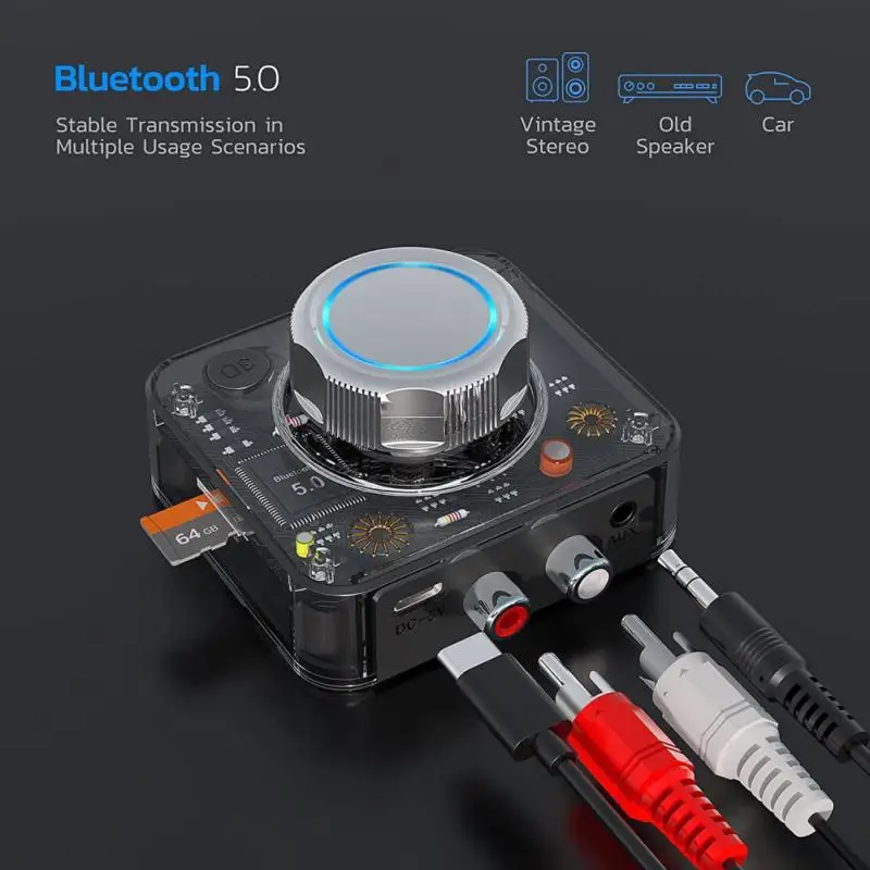 

Bluetooth 5,0 аудио приемник 3D стерео музыка беспроводной адаптер TF карта RCA 3,5 мм 3,5 AUX разъем для автомобильного комплекта проводной динамик науш...