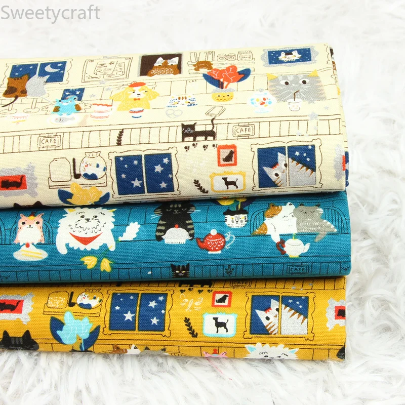 

110*45cm Cartoon Animal Printed Thick 100% Cotton Fabric Half Yard DIY Handmade Sewing Patchwork Needlework Apparel Decor Tissue