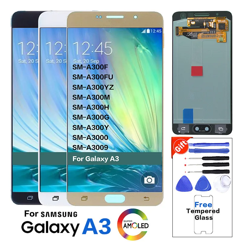 Super AMOLED ЖК дисплей для SAMSUNG Galaxy A3 2015 A300 A300H A300F A300FU сенсорный экран дигитайзер