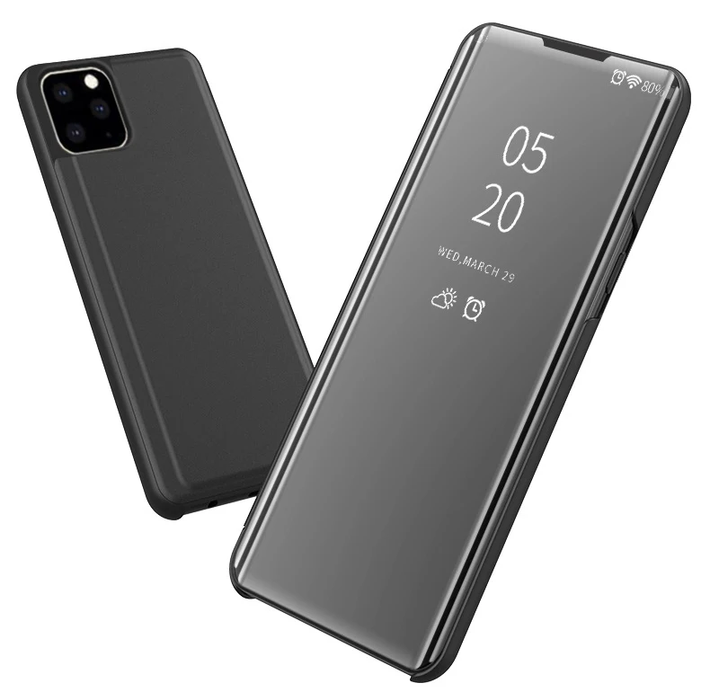 100 шт умный зеркальный чехол Clear View для iPhone 11 Pro Max XS XR X 8 7 6 6S Plus, кожаный флип-чехол с подставкой, защитный чехол