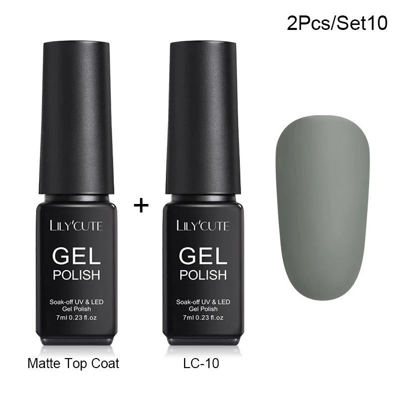 2 Pcs 10 LILYCUTE Матовый УФ-гель для ногтей матовый верхний слой цвет УФ гель для ногтей лак Гибридный впитывающий гель лак маникюрный гель лак - Цвет: 2 Pcs 10