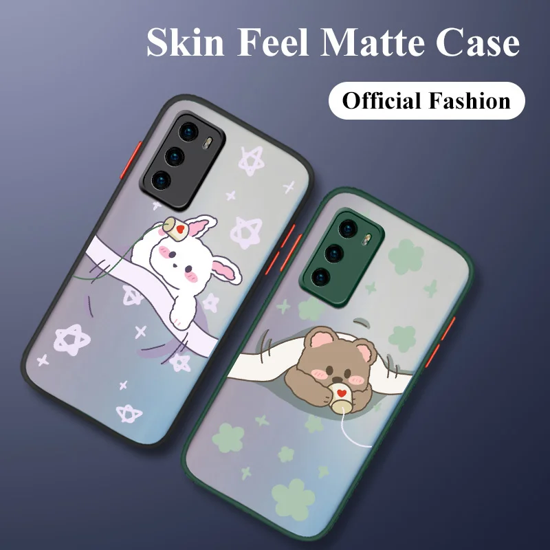

Cute Bear Liquid Silicone Case For Huawei P40 P50 P30 P20 Pro Lite Mate 40 30 20 Pro Lite Nova 5t Y7A Shockproof Phone Cover