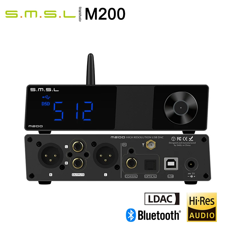 SMSL M200 HiFi Bluetooth 5 0 аудио DAC XMOS AK4497EQ USB декодер DSD512 32 бит/768 кГц AK4497 UAT LDAC APTX