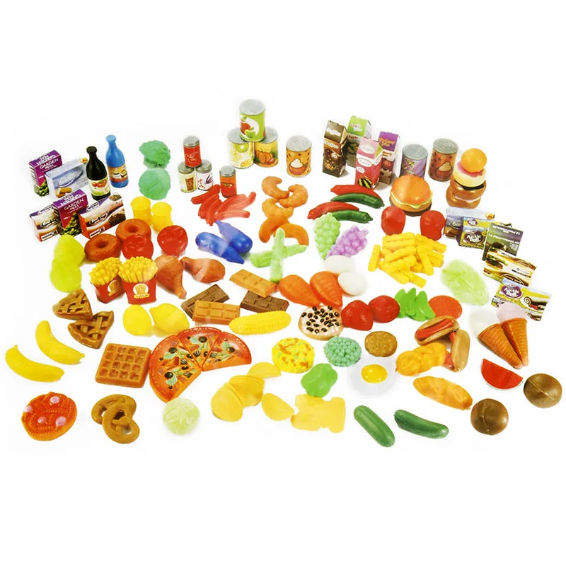

140PCS Kitchen Fun Simulation Cutting Fruits Vegetables Food Plastic Toy Pretend Food Cutting Toys Diversity Food sets for Kids