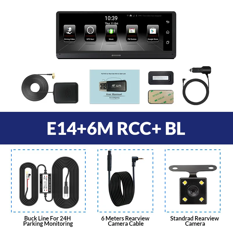 E-ACE E14 Автомобильные видеорегистраторы 4G Android 8,0 дюймов видеорегистратор 1080P видео рекордер gps навигация ADAS Dashcam с камерой заднего вида авто Dvr