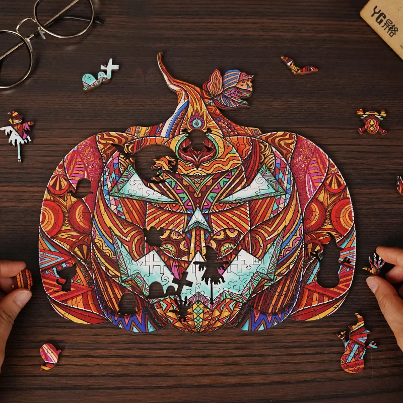 

Деревянный пазл-тыква, фонарь, игрушка, высокая сложность, уникальная необычная форма, пазл для взрослых, детей, рождественские подарки