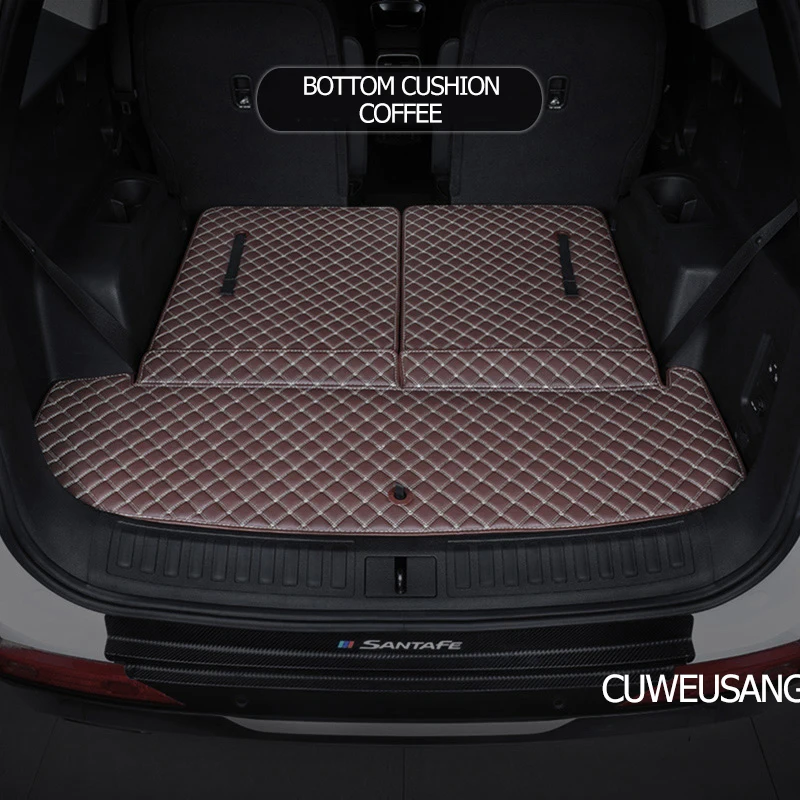 CUWEUSANGleather коврик для багажника автомобиля Hyundai Santa Fe 2013 2020 5 мест 6 сидений 7