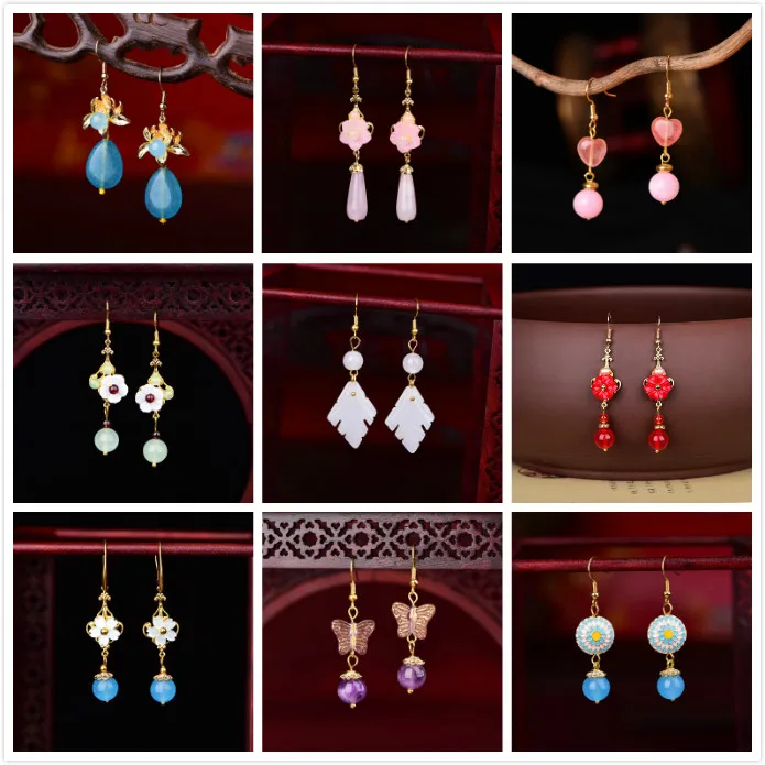 Ретро милое голубое платье с украшением в виде кристаллов подвеска серьги нежные