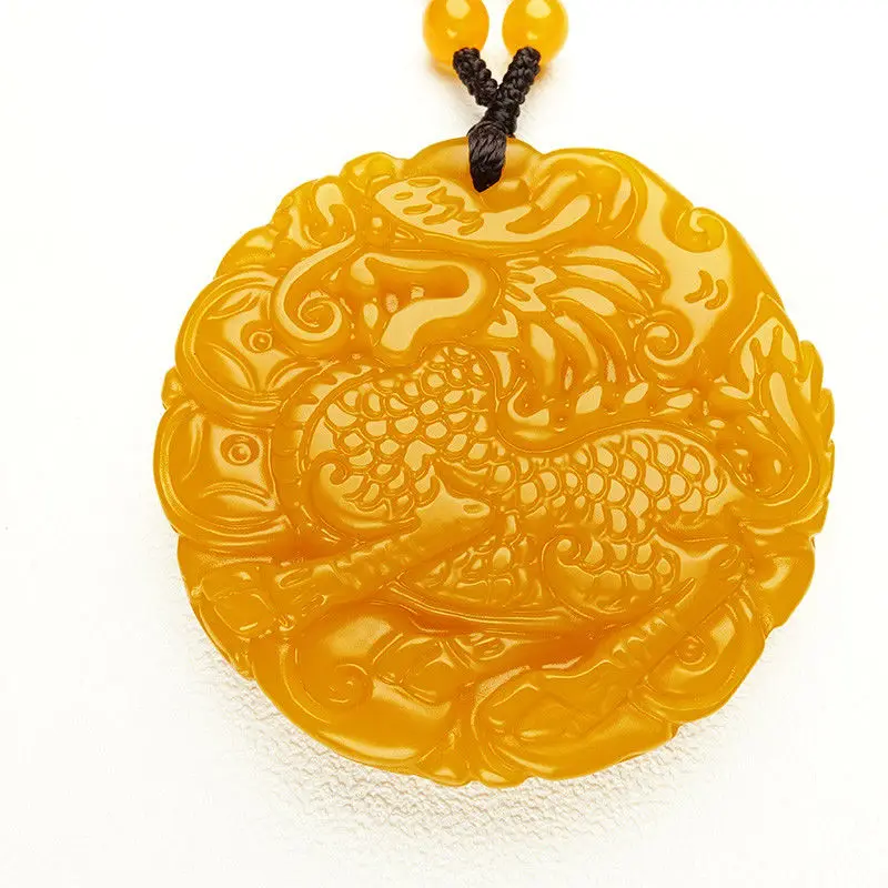 

LETSFUN Fine Jewelry Chinese Beautiful Natural Yellow Jade Hand-Carved Kirin Luck Amulet Pendant Free Shipping