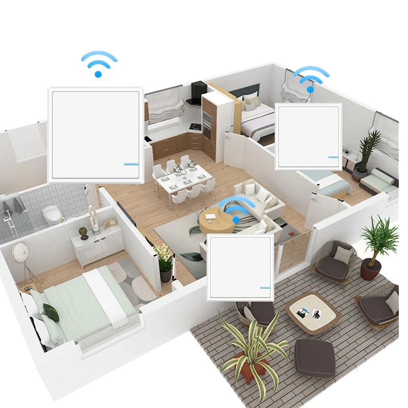

2 Pieces of Wireless Switches, Transmitters for Receivers, Controllers, No Wiring, Waterproof, Home and Lighting
