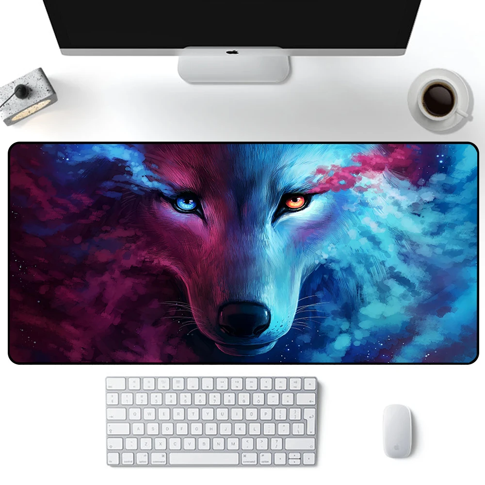 Коврик для мыши Moon Snow Wolf - большой коврик для игр, компьютера, офиса, XXL ковер для клавиатуры, ноутбука и мыши.