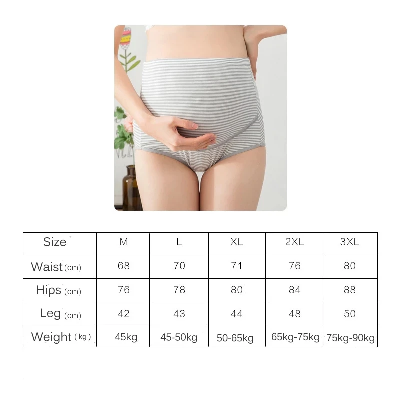 

Women 's High-waist Panties Big Size Abdominal Breathable Stripe Soft Care Abdomen Underwear Underpants Late-stages Pregnancy