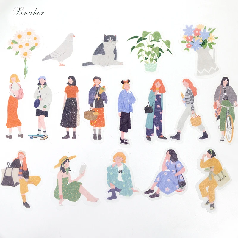 30 шт./лот Ретро стиль для девочек растения цветы украшение бумажная наклейка