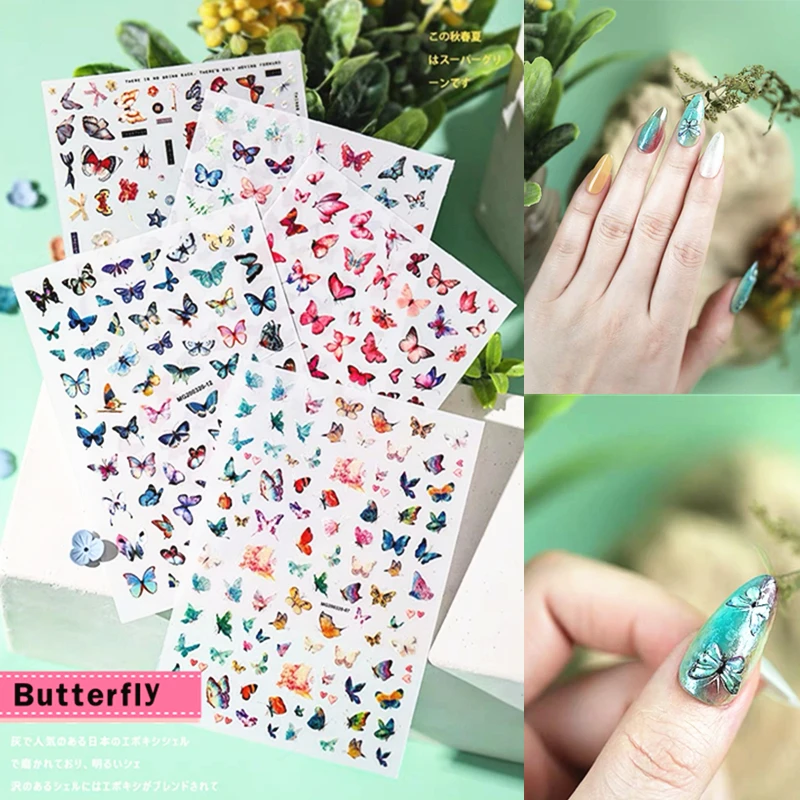 

2020 MG series Butterfly in spring 3d nail art sticker nail decal stamping export japan designs rhinestones