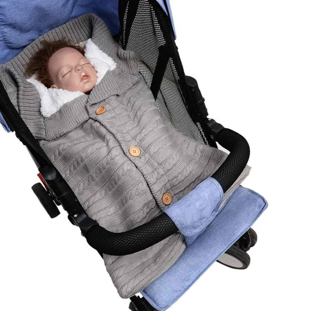 2021 Newborn Infant Baby Blanket Knit Crochet Winter Warm Swaddle Sleeping Bag Knitted Wrap Striped Outfits Fashion Removable | Мать и